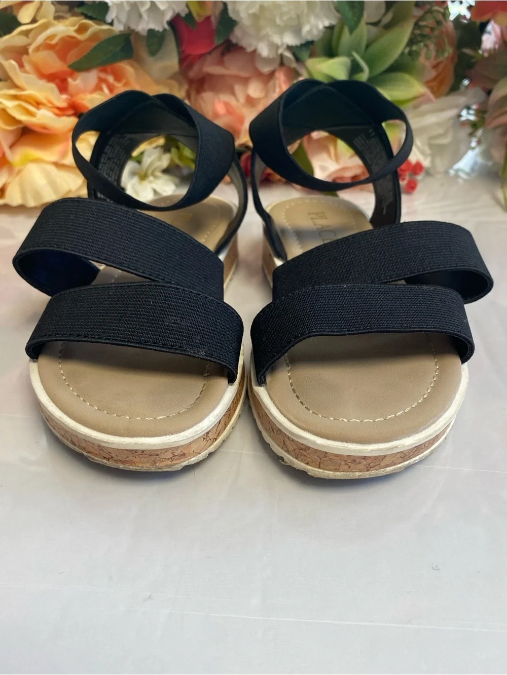 The Children’s Place Girls Elastic Strap Comfort Sandals Black Youth 11